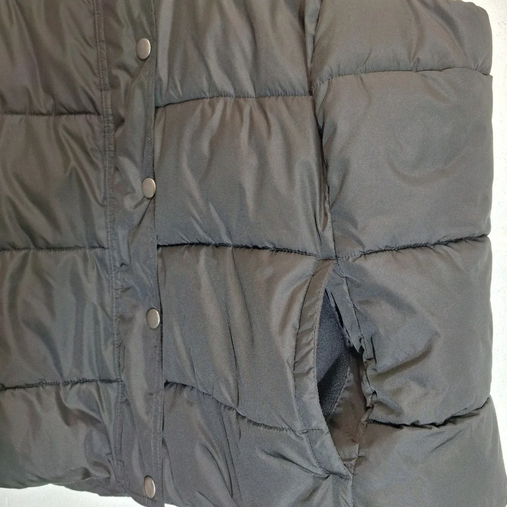 Old Navy Puffer Vest Mens XXL Black Quilted Fleece Lined Full Zip Snap Front